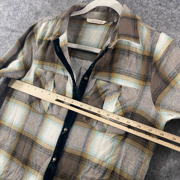 Soft Surroundings Button-Up XS Petite Tan Plaid Printed Tunic - Picture 4 of 8